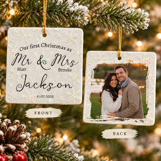 Unser erstes Weihnachten Herr und Frau Foto-Orname Keramikornament