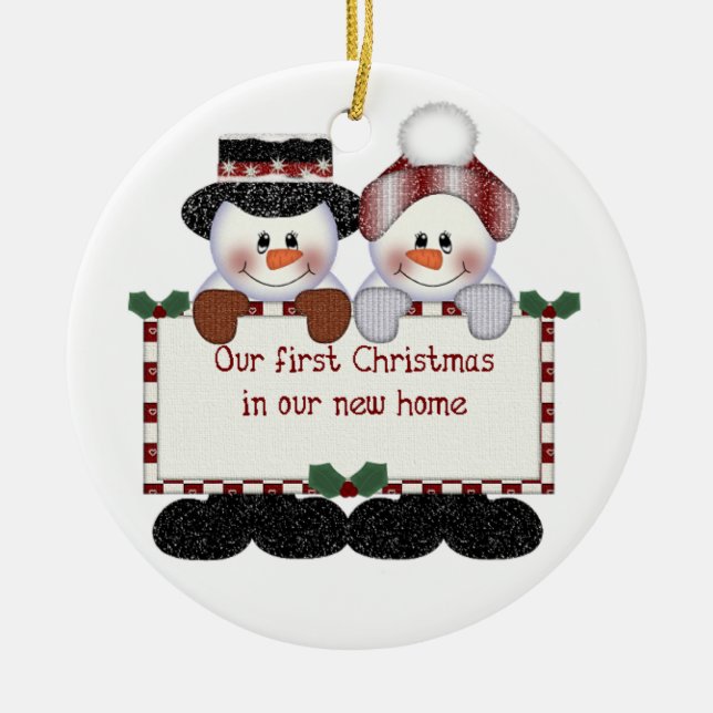 Unser erstes Weihnachten in unserem neuen Zuhause Keramik Ornament (Vorne)