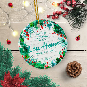 Unser erstes Weihnachten in unserem neuen Zuhause Keramik Ornament