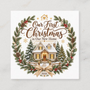 Unser erstes Weihnachten in unserem neuen Zuhause Quadratische Visitenkarte