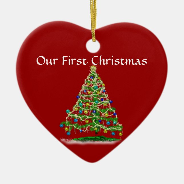 Unser erstes Weihnachten - künstlerischer Keramikornament (Vorne)