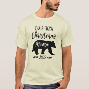 Unser erstes Weihnachten Mama Bär Familie passende T-Shirt