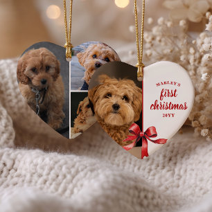 Unser erstes Weihnachten mit unserem Welpen 4 Foto Keramik Ornament