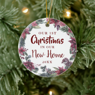 Unser erstes Weihnachten Neues Zuhause Florales We Keramik Ornament
