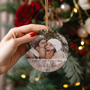 Unser erstes Weihnachten personalisiertes Paar-Fot Ornament