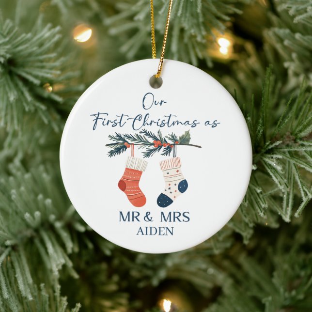 Unser erstes Weihnachten | Personalisiertes Weihna Keramik Ornament (Baum)