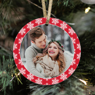 Unser erstes Weihnachten rote Schneeflocke Foto Ornament