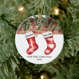 Unser erstes Weihnachten süße Socken für Paare Keramik Ornament