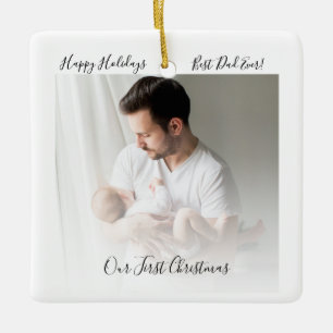 Unser erstes Weihnachten Vater und Baby Foto Rusti Keramikornament