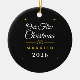 Unser erstes Weihnachten Verheiratet 2026 Schwarz  Keramik Ornament