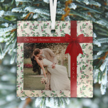 Unser erstes Weihnachten verheiratet Foto Glas Wei