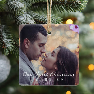 Unser erstes Weihnachten verheiratet Personalisier Keramikornament