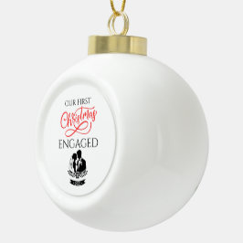 Unser erstes Weihnachten verlobt 2025 Keramik Kugel-Ornament