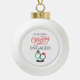 Unser erstes Weihnachten verlobt 2025 Keramik Kugel-Ornament