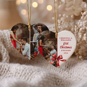 Unser erstes Weihnachten verlobt 4 Foto roter Boge Keramik Ornament