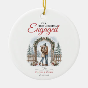 Unser erstes Weihnachten verlobt Aquarell-Paar Keramik Ornament
