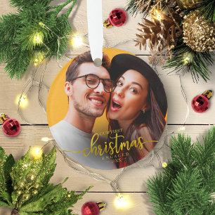 Unser erstes Weihnachten verlobt einfache elegante Ornament