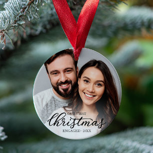 Unser erstes Weihnachten verlobt Elegantes schwarz Ornament