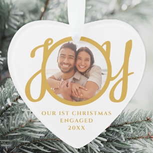 Unser erstes Weihnachten verlobt Foto Herzform Ornament