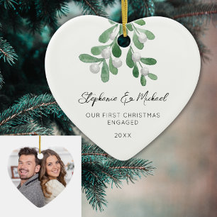 Unser erstes Weihnachten Verlobt Mistelzweig Foto  Keramik Ornament