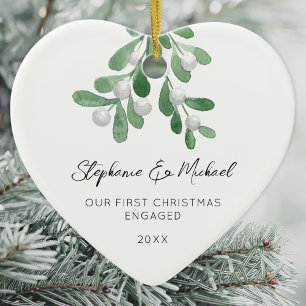 Unser erstes Weihnachten Verlobt Mistelzweig Foto Keramik Ornament