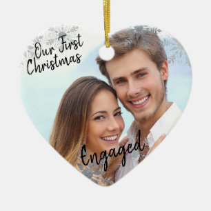Unser erstes Weihnachten verlobt mit Ihrem Foto - Keramik Ornament