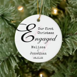 Unser erstes Weihnachten Verlobt Modernes Minimali Keramik Ornament