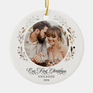 Unser erstes Weihnachten Verlobt Papier Ausschnitt Keramik Ornament
