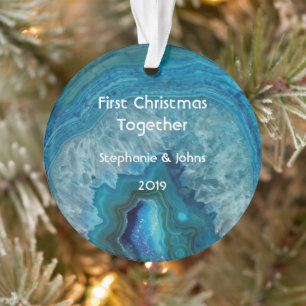 Unser erstes Weihnachten zusammen Agate Geode einz Ornament