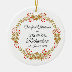 Unser erstes Weihnachten zusammen als Herr u. Frau Keramik Ornament