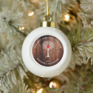 Unser erstes Weihnachten zusammen Liebe Baum rusti Keramik Kugel-Ornament