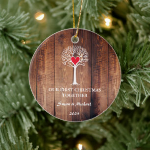 Unser erstes Weihnachten zusammen Liebe Baum rusti Keramik Ornament