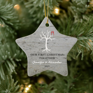 Unser erstes Weihnachten zusammen Liebesvögel Baum Keramik Ornament