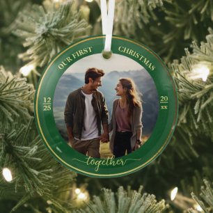 Unser erstes Weihnachten zusammen mit 1 Foto Gold Ornament Aus Glas