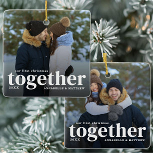 Unser erstes Weihnachten zusammen Paar Foto Keramikornament