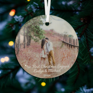 Unser erstes Weihnachts-Coupé-Foto Ornament Aus Glas