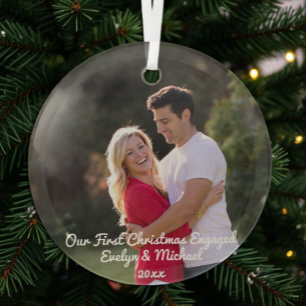 Unser erstes Weihnachts-Coupé-Foto Ornament Aus Glas