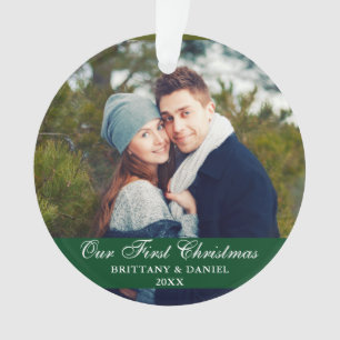 Unser erstes Weihnachts-Couple-Foto Green Ornament