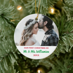 Unser erstes Weihnachts-Custom-Foto Verheirateten  Keramik Ornament