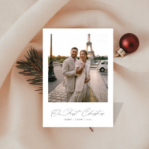 Unser erstes Weihnachts-Elegante-Script-Neuigkeite Feiertagskarte