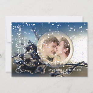 Unser erstes Weihnachts-FOTO Couple Card Snow Glob Feiertagskarte