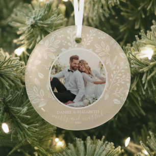 Unser erstes Weihnachts-Foto Elfenbein Ornament Aus Glas