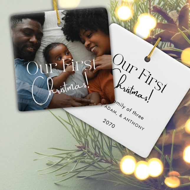 Unser erstes Weihnachts-Foto Minimalistische Kalli Keramikornament (Von Creator hochgeladen)