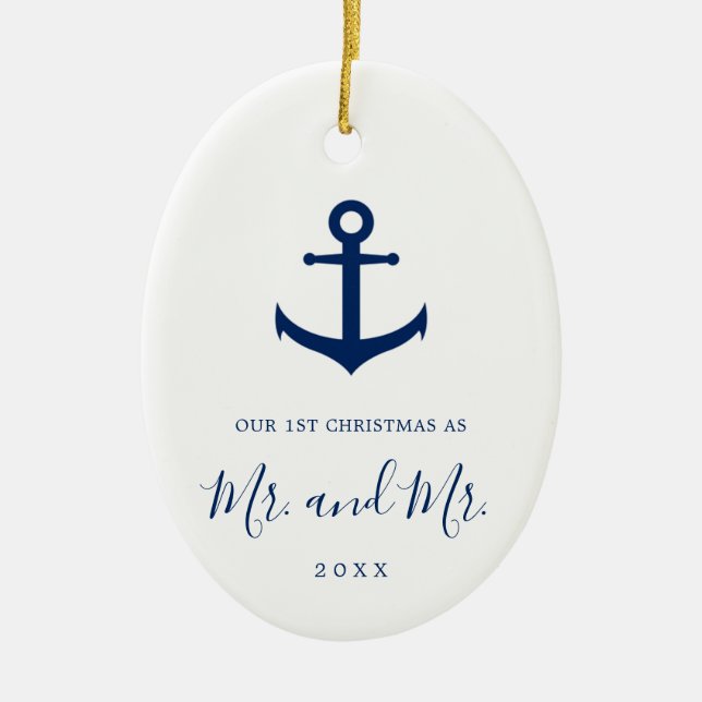 Unser erstes Weihnachts-Foto Nautic Gay neu verhei Keramik Ornament (Vorne)