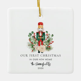 Unser erstes Weihnachts-Foto New Zuhause Nutcracke Keramikornament