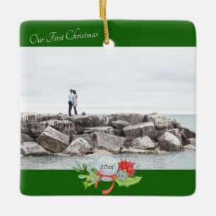 Unser erstes Weihnachts-Foto Personalisierte Keram Keramikornament