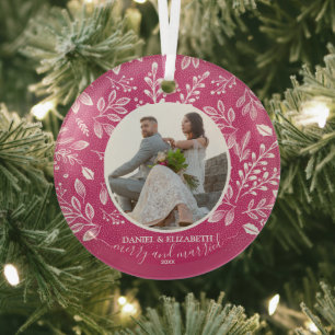 Unser erstes Weihnachts-Foto Pink Ornament Aus Glas
