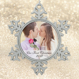 Unser erstes Weihnachts-Foto Snowflake Ornament