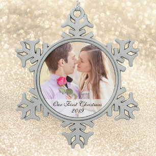 Unser erstes Weihnachts-Foto Snowflake Ornament