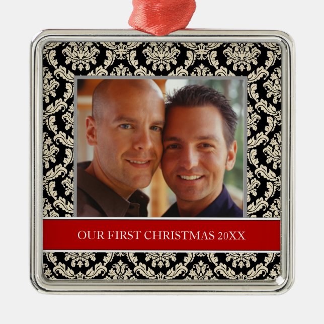 Unser erstes Weihnachts-Foto-Weihnachtsschmuck Ornament Aus Metall (Vorne)